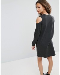 dunkelgraues besticktes Kleid von Asos