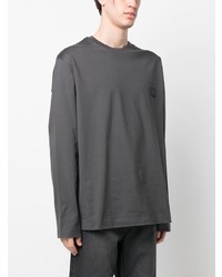 dunkelgraues besticktes Langarmshirt von Wooyoungmi