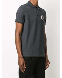 dunkelgraues besticktes Polohemd von Moncler