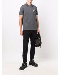 dunkelgraues besticktes Polohemd von Moncler