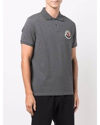 dunkelgraues besticktes Polohemd von Moncler