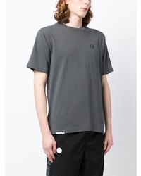 dunkelgraues besticktes T-Shirt mit einem Rundhalsausschnitt von AAPE BY A BATHING APE