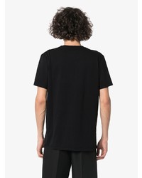 dunkelgraues besticktes T-Shirt mit einem Rundhalsausschnitt von MAISON KITSUNÉ