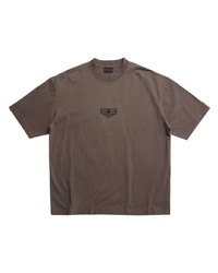 dunkelgraues besticktes T-Shirt mit einem Rundhalsausschnitt von Balenciaga
