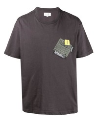 dunkelgraues besticktes T-Shirt mit einem Rundhalsausschnitt von Chocoolate