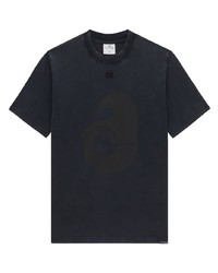 dunkelgraues besticktes T-Shirt mit einem Rundhalsausschnitt von Courrèges