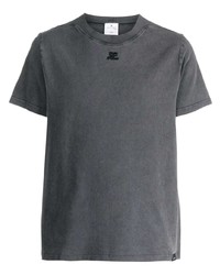 dunkelgraues besticktes T-Shirt mit einem Rundhalsausschnitt von Courrèges