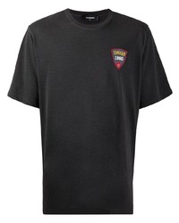 dunkelgraues besticktes T-Shirt mit einem Rundhalsausschnitt von DSQUARED2