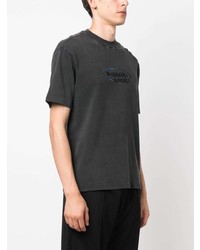 dunkelgraues besticktes T-Shirt mit einem Rundhalsausschnitt von Missoni