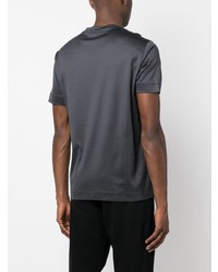dunkelgraues besticktes T-Shirt mit einem Rundhalsausschnitt von Emporio Armani