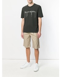 dunkelgraues besticktes T-Shirt mit einem Rundhalsausschnitt von Maison Margiela