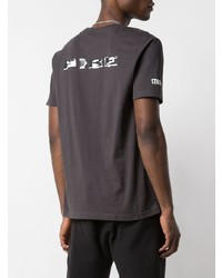 dunkelgraues besticktes T-Shirt mit einem Rundhalsausschnitt von Heron Preston