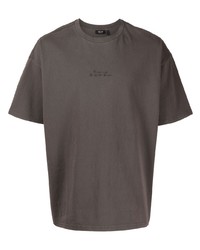 dunkelgraues besticktes T-Shirt mit einem Rundhalsausschnitt von FIVE CM