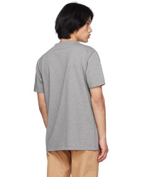 dunkelgraues besticktes T-Shirt mit einem Rundhalsausschnitt von MAISON KITSUNÉ