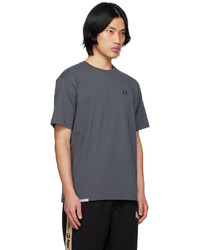 dunkelgraues besticktes T-Shirt mit einem Rundhalsausschnitt von AAPE BY A BATHING APE