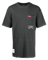dunkelgraues besticktes T-Shirt mit einem Rundhalsausschnitt von Izzue