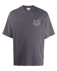 dunkelgraues besticktes T-Shirt mit einem Rundhalsausschnitt von Kenzo