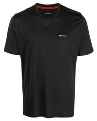 dunkelgraues besticktes T-Shirt mit einem Rundhalsausschnitt von Kiton
