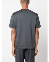 dunkelgraues besticktes T-Shirt mit einem Rundhalsausschnitt von Stone Island