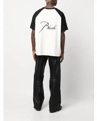 dunkelgraues besticktes T-Shirt mit einem Rundhalsausschnitt von Rhude