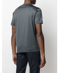 dunkelgraues besticktes T-Shirt mit einem Rundhalsausschnitt von Emporio Armani