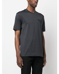 dunkelgraues besticktes T-Shirt mit einem Rundhalsausschnitt von Emporio Armani