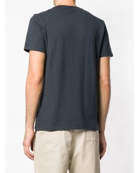 dunkelgraues besticktes T-Shirt mit einem Rundhalsausschnitt von MAISON KITSUNÉ