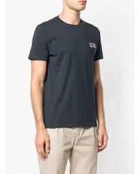 dunkelgraues besticktes T-Shirt mit einem Rundhalsausschnitt von MAISON KITSUNÉ