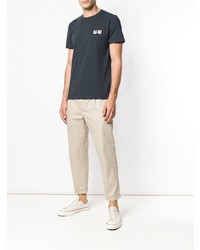 dunkelgraues besticktes T-Shirt mit einem Rundhalsausschnitt von MAISON KITSUNÉ