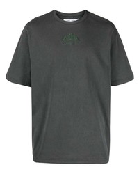 dunkelgraues besticktes T-Shirt mit einem Rundhalsausschnitt von SAMSOE SAMSOE