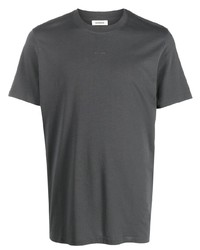 dunkelgraues besticktes T-Shirt mit einem Rundhalsausschnitt von Sandro