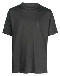 dunkelgraues besticktes T-Shirt mit einem Rundhalsausschnitt von Sease