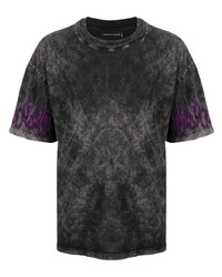 dunkelgraues besticktes T-Shirt mit einem Rundhalsausschnitt von Vision Of Super