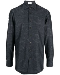 dunkelgraues Businesshemd mit Paisley-Muster von Etro