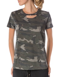 dunkelgraues Camouflage T-Shirt mit einem Rundhalsausschnitt