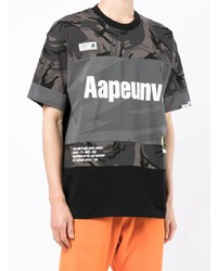 dunkelgraues Camouflage T-Shirt mit einem Rundhalsausschnitt von AAPE BY A BATHING APE