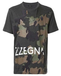 dunkelgraues Camouflage T-Shirt mit einem Rundhalsausschnitt von Ermenegildo Zegna