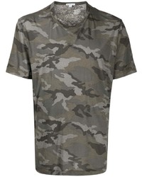 dunkelgraues Camouflage T-Shirt mit einem Rundhalsausschnitt von James Perse