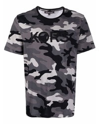 dunkelgraues Camouflage T-Shirt mit einem Rundhalsausschnitt von Michael Kors