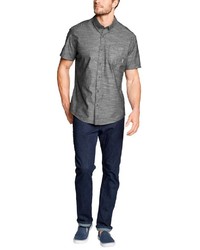 dunkelgraues Chambray Kurzarmhemd von Eddie Bauer