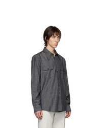 dunkelgraues Chambray Langarmhemd von Lemaire