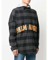 dunkelgraues Flanell Langarmhemd mit Vichy-Muster von Palm Angels