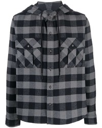 dunkelgraues Flanell Langarmhemd mit Vichy-Muster von Off-White