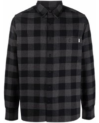 dunkelgraues Flanell Langarmhemd mit Vichy-Muster von Woolrich