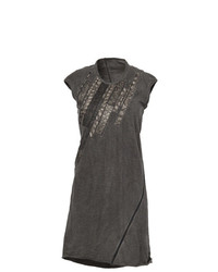 dunkelgraues gerade geschnittenes Kleid aus Leder von Isaac Sellam Experience