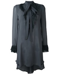 dunkelgraues gerade geschnittenes Kleid aus Seide von Ermanno Scervino