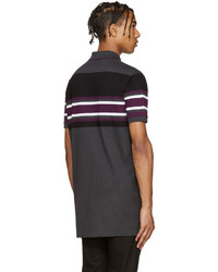 dunkelgraues horizontal gestreiftes Polohemd von Givenchy