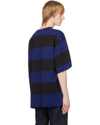 dunkelgraues horizontal gestreiftes T-Shirt mit einem Rundhalsausschnitt von Dries Van Noten