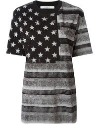 dunkelgraues horizontal gestreiftes T-Shirt mit einem Rundhalsausschnitt von Givenchy