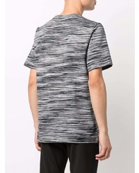 dunkelgraues horizontal gestreiftes T-Shirt mit einem Rundhalsausschnitt von Missoni